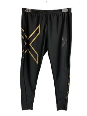 2XU Black Compression Tights with Gold Logo Size L